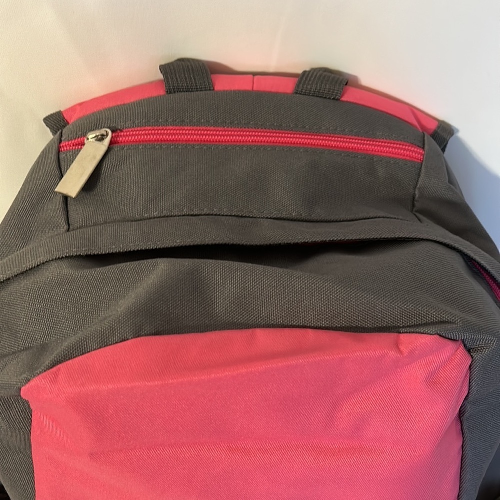 Poshmark Backpack Perfectly Posh Pink Gray Two Zip Pockets Adjustable Straps - Picture 3 of 6